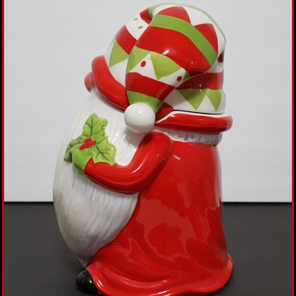 NEW RARE Certified International Figural Holiday Magic Gnome Cookie Jar 64 OZ - Picture 2 of 7